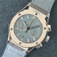 HUBLOT クラシックフュージョン 14Kゴールドコーティング グレーベルト 本物の実感