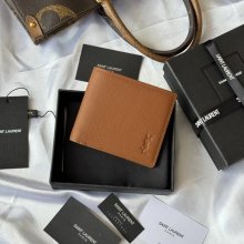 SAINT LAURENT 607727 メンズ対折り財布 荔枝紋刻印 サイズ:11x9.5x2.5cm