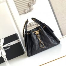 CHANEL 菱格紋 ブラック×ゴールド 脇下バッグ クラシック ヴィンテージ 30×26×14cm サイズ:30×26×14cm