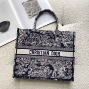 DIOR 8001 刺繍 ブラック、ホワイト ハンドバッグ、トートバッグ 大 ヴィンテージ 41.5x35.0x18.0cm サイズ:41.5x35x18cm
