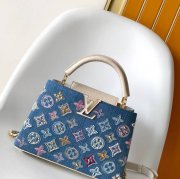 LOUIS VUITTON M12947 牛皮 モノグラム デニム ハンドバッグ チェーンフラップ 21x13.6cm サイズ:21x13.6cm