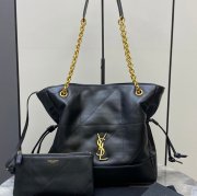 SAINT LAURENT 833948 ラムレザー ブラック、ゴールド トートバッグ、脇下バッグ ジェイミー 29x27x11cm サイズ:29x27x11cm