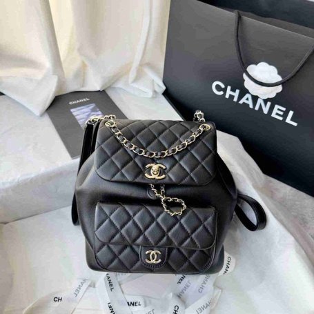 Chanel デュマ カーフ ラージ リュック オールレザー ブラック 3618 サイズ:25x22x18cm