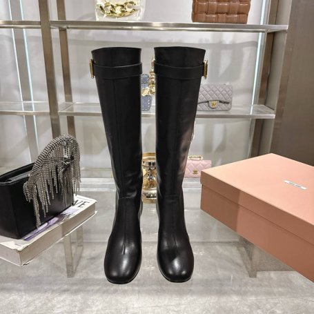 【MIUMIU】ショートブーツレザーブーツヒールブーツレディース