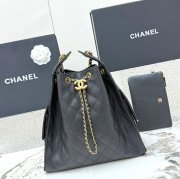 CHANEL AS5311 カーフレザー 菱格紋 ブラック×ゴールド ショルダーバッグ クラシック ヴィンテージ 40×30×15cm サイズ:40×30×15cm