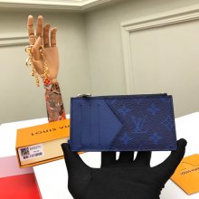 LOUIS VUITTON M30270 コインカードケース タイガ×モノグラム ブルー サイズ:8x14.5cm
