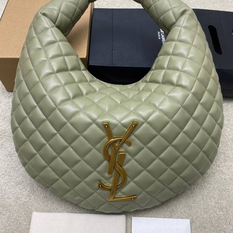 SAINT LAURENT 858160 ラムレザー グリーン、ゴールド ハンドバッグ イカール 47x35x15cm サイズ:47x35x15cm