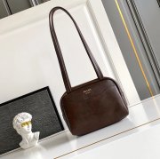 PRADA 1BB167 スエード、レザー ゴールド ショルダーバッグ、ハンドバッグ ヴィンテージ、ミニ 22x16x12cm サイズ:22x16x12cm