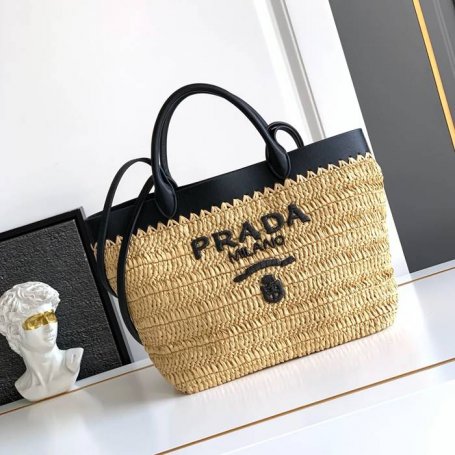 PRADA 1BG500 カーフスキン、編み プリント ショルダーバッグ、ハンドバッグ、トートバッグ 編み、トート、クラシック 26x25x15cm サイズ:26x25x15cm