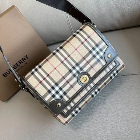 BURBERRY 9061 カーフスキン チェック 斜め掛けバッグ クラシックチェック 25x18cm サイズ:25x18cm