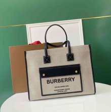 BURBERRY キャンバス プリント ショルダーバッグ トート 40x30x16cm サイズ:40x30x16cm