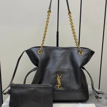 SAINT LAURENT 833948 ラムレザー グレー、ゴールド トートバッグ、脇下バッグ ジェイミー 29x27x11cm サイズ:29x27x11cm