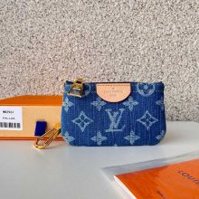 LOUIS VUITTON M82961 キーケース モノグラムジャカードデニム ブルー サイズ:12x7x1.5cm