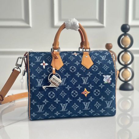 LOUIS VUITTON M27556 デニム モノグラム ブルー 斜め掛けバッグ レディース斜め掛けショルダー手提げ 34x22x19cm サイズ:34x22x19cm