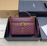 SAINT LAURENT 851572 ラムレザー レッド、ゴールド ハンドバッグ クラシック 15x8cm サイズ:22.5x15x8cm