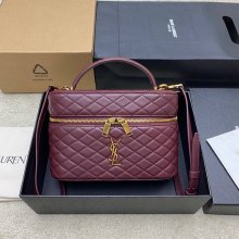 SAINT LAURENT 851572 ラムレザー レッド、ゴールド ハンドバッグ クラシック 15x8cm サイズ:22.5x15x8cm