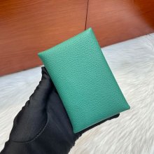 HERMES カルヴィ デュオ 二層カードケース エプソム 孔雀グリーン シルバー金具 サイズ: