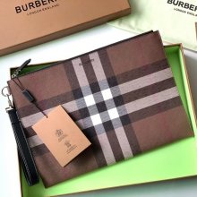 BURBERRY 大ヴィンテージチェックキャンバスジップポーチ サイズ:30x20cm