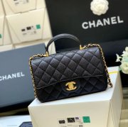 CHANEL カーフレザー ブラック×ホワイト×ピンク×ゴールド×シルバー ハンドバッグ クラシック 小 20×13×9cm サイズ:20×13×9cm