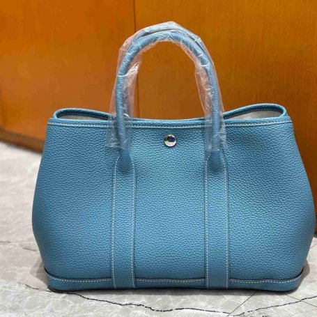HERMES ガーデン 30cm デニム デニムブルー ハンドバッグ 高級感 30cm Garden 30cm サイズ:30cm