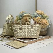 DIOR 1188 カーフレザー、レザー グレンチェック、レター ゴールド 斜め掛けバッグ、ハンドバッグ、ハンドバッグ 小 23.0x15.0x15.0cm サイズ:23x15x15cm