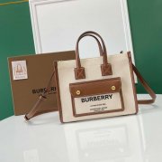 BURBERRY 143153 キャンバス プリント ショルダーバッグ トート 23x19cm サイズ:23x19cm