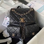 Chanel スムース カーフスキン リュック オールレザー ブラック 3860 サイズ:21x20x12cm