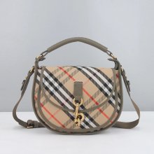 BURBERRY 81201 カーフレザー ゴールド 斜め掛けバッグ クラシックチェック 28x19x11cm サイズ:28x19x11cm