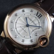 CARTIER バロンブルー Asain ETA搭載 自動巻き ピンクゴールド 革ベルト 高評価