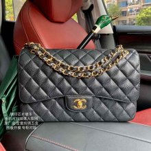 CHANEL カーフレザー ボール紋 ブラック 斜め掛けバッグ クラシック 30×19.5×10cm サイズ:30×19.5×10cm
