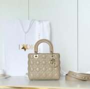 DIOR ラムレザー、レザー グレンチェック、レター ゴールド、カーキ 斜め掛けバッグ、ショルダーバッグ、ハンドバッグ クラシック サイズ:20x16.5cm