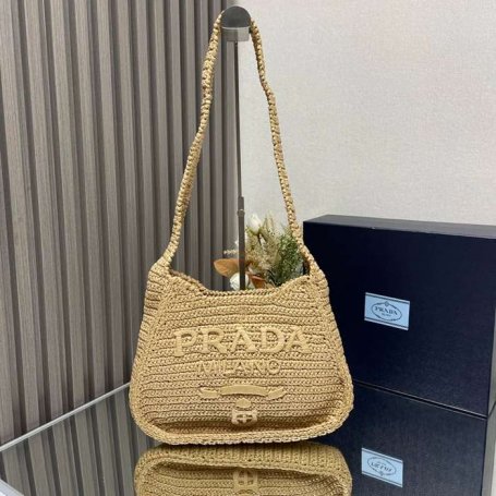 PRADA 1BC186 編み 斜め掛けバッグ 編み 33x22cm サイズ:33x22cm