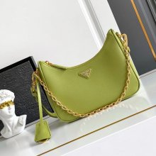 PRADA 1BC204 レザー ゴールド 斜め掛けバッグ、ショルダーバッグ、ハンドバッグ、チェーンバッグ、ハンドバッグ チェーン、クラシック 22x18cm サイズ:22x18cm