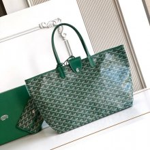 GOYARD 6603 キャンバス、レザー グリーン ショルダーバッグ、ハンドバッグ サンルイ、ゴヤルディン、キャンバス 34x28x15cm サイズ:34x28x15cm