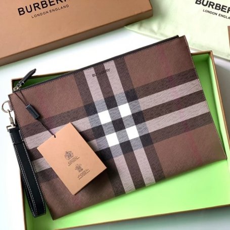 BURBERRY 大ヴィンテージチェックキャンバスジップポーチ サイズ:30x20cm