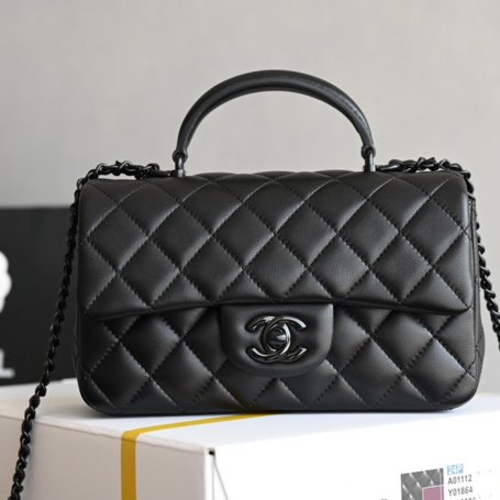 CHANEL ラムレザー ホワイト×ゴールド ハンドバッグ 20×12×6cm サイズ:20×12×6cm