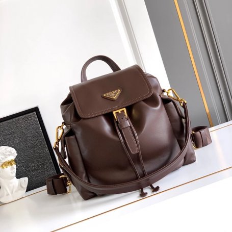 Prada 新作 シープスキン リュック オールレザー ブラック 1BZ080 サイズ:29x27x12.5cm