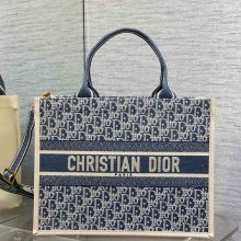 DIOR 8005 カーフレザー 刺繍、レター ホワイト、ブルー 斜め掛けバッグ、トートバッグ 中 クラシック 36.0x27.0x16.0cm サイズ:36x27x16cm