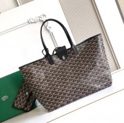 GOYARD 6603 キャンバス、レザー ブラック ショルダーバッグ、ハンドバッグ サンルイ、ゴヤルディン、キャンバス 34x28x15cm サイズ:34x28x15cm