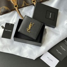 SAINT LAURENT 463249 メンズ対折り財布 ゼロポケット付き モノグラム サイズ:11x9.5x2.5cm