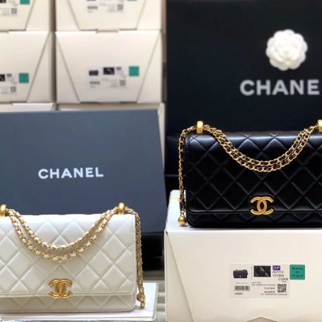 CHANEL AP2289 カーフレザー ブラック×ホワイト×レッド×グリーン×ゴールド 斜め掛けバッグ 19×12×3.5cm サイズ:19×12×3.5cm