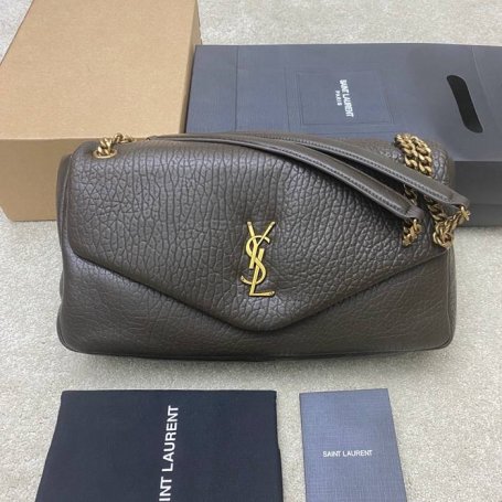 SAINT LAURENT 777399 ラムレザー、エレファント グリーン、ゴールド、エレファント ハンドバッグ クラシック 37x21x10cm サイズ:37x21x10cm