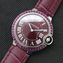 CARTIER バロンブルー ミディアム クォーツ搭載 ダークパープル サファイヤクリスタル 迅速対応