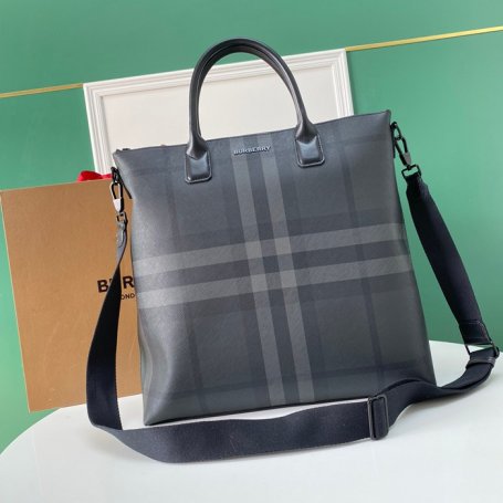 BURBERRY チャコールチェックトート サイズ:39x38x12cm