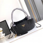 PRADA 1BA463 編み、レザー ゴールド ショルダーバッグ 編み、ヴィンテージ 26x14x11cm サイズ:26x14x11cm