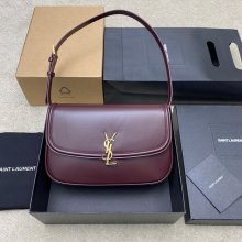 SAINT LAURENT 832332 ラムレザー レッド、ゴールド ハンドバッグ クラシック 29x18cm サイズ:29x18cm