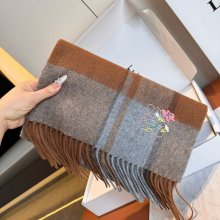 ロエベ めったに見ない優しい色合い。両面配色。カシミヤ 30 x 180cm
