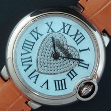 CARTIER バロンブルー ピンクゴールド 全面ダイヤ 愛心文字盤 時計老舗