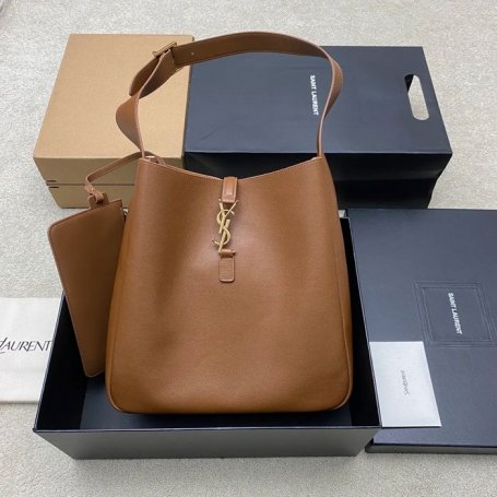 SAINT LAURENT 850545 カーフレザー ブラック、ブラウン、ゴールド ショルダーバッグ、脇下バッグ クラシック 31x30x13cm サイズ:31x30x13cm