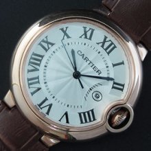 CARTIER バロンブルー ブラウン革ベルト レディース 楽しいショッピング